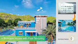 Modern House Design with Pool and Garden // 4 Bedroom House with Pool  Texturing Timelapse