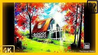 Sunny Day 🌅 In Hilly Area Landscape | Acrylic Painting Easy for beginners / flowers painting