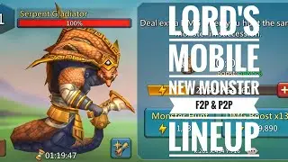 Lords Mobile Serpent Gladiator Monster Best Hunting Lineup F2P & P2P