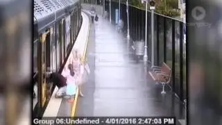 Little boy falls through gap when boarding a train in Sydney