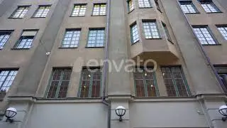 Apartment Buildings on European Streets in Old City. Scandinavian Windows. | Stock Footage - Env...