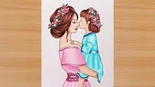 Mother's Day Drawing || How to draw  mother and Daughter love ❤️ | Easy | Mother's Day Special