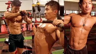 Sweaty Teenager Showing Off his Muscles.