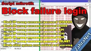Block failure login api winbox ssh telnet dan critical error di log mikrotik