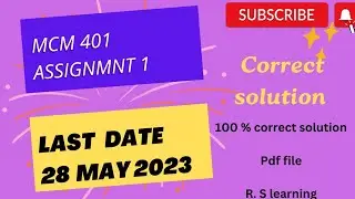 MCM 401 assignment 1 solution 2023 | mcm solution mcm 401