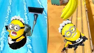 Maid Minion Runs with Banana Vacuum at The Arctic Base & The Pyramids | Despicable Me: Minion Rush
