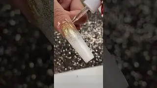 Extending my Nail with a Paper Form, White Gel & Gold Glitter 🤍✨ 