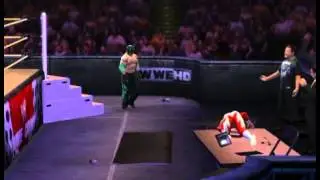Sin Cara puts himself through a table