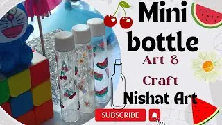 Mini bottle Art |3 cute mini bottle art & craft (cherry 🍒 watermelon 🍉 flower 🌺) 3 type of print