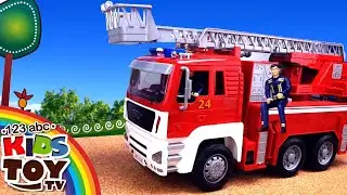 Big fire truck. We extinguish the fire together with firefighters
