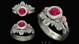 Organic Additive Modeling -Rose Ruby Ring in ZBrush