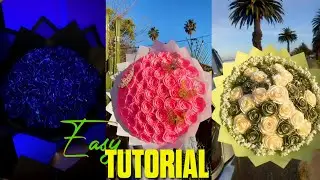 How to make a bouquet of flowers from satin ribbons | TikTok bouquet trend tutorial