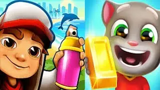 Subway Surfers Miami 2019 vs Talking Tom Gold Run Jake Dark Outfit Talking Tom Android iOS Gameplay
