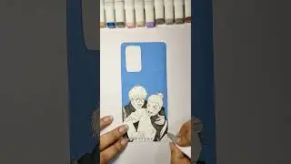 Making A Jujutsu Kaisen Phone Cover #jujutsukaisen #jjk #gojo #geto #gojosatoru #getosuguru #drawing