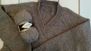 Экспресс МК свитер спицами джемпер спицами пуловер из Ланаголд классик