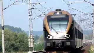 Vlaky Dobříkov u Chocně: LEO EXPRES vs PERŠING, souběžná jízda, 13.8.2015