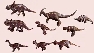 MEMBERSIHKAN MAINAN DARI LUMPUR DINP VRACHIOSAURUS | PARASAUROLOPHUS | STEGOSAURUS | TRICERATOPS
