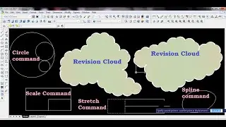 how to use stretch, circle, rotate, scale, revision cloud and spline command in AutoCad