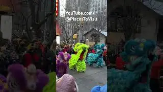 Lion Dance Dancing Chinatown NYC 2024 Chinese Lunar New Year of the Dragon CNY