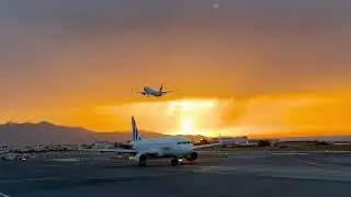 Stunning sunset takeoff Enter air Boeing 737-800 Heraklion airport Greece ✈️✈️✈️#spotters #aviation