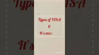 Types of VISA #visa #travel #travelvlog #tranding