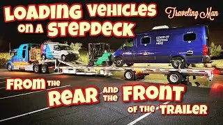 Loading a Stepdeck Trailer with Vehicles from the Rear and the Front with Loading Ramps 