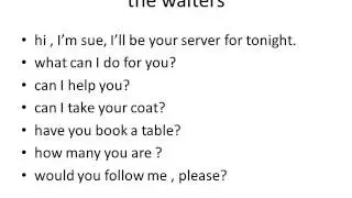 English expression that waiters, waitresses, ការរៀនភាសាអង្គគ្លេស,