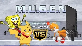 Mugen - Colin the Pikachu red scarf (ME) and Spongebob vs Tails Doll and PlayStation 2