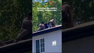 Wresting on a roof? Not smart! 🤦‍♂️ #roofershelper #roof #roofer #roofing #olympics