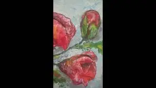 Original acrylic, relief art painting  A bouquet of field poppies of Ukraine
