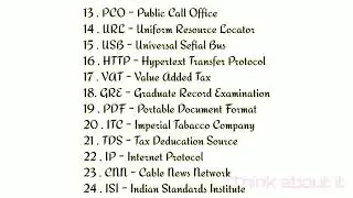 100 FULL FORMS OF WORDS..
