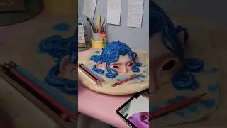 My first lamp ever💡// #sculpting #sculpey #clayart #bluehair
