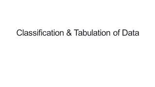 Classification and Tabulation of Data