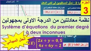 نظمة معادلتين من الدرجة الاولى بمجهولين  الجزء الثالث(الحل المبياني) |   Système  partie 3