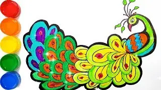 Coloring And Drawing Peacock Learn Colors Wild Zoo Animals #LearnColors