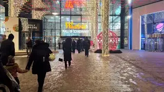 Walking Tour of Sweden's Westfield Mall of Scandinavia | Christmas Lights in Mall