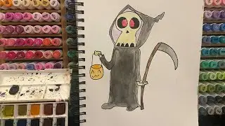 Drawing a Grim Reaper Trick or Treating