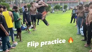 Flips practice in public