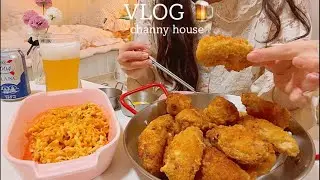 ENG) Vlog for living alone 🍗 Making chicken 🍋 Making pink lemon syrup 🍋 Daily Vlog Pasta, Home Cafe