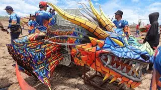 VIRAL 1st CHAMPION GUARDIAN DRAGON KITES THE FUTURE ROBOT AGAIN 8 AT THE DOHOAGUNG KITTING FESTIVAL