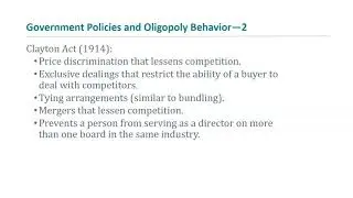 Mateer Coppock Ch 13, Pt 7- US government policy and oligopoly