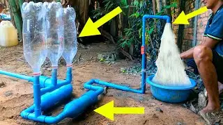 Convert low pressure water into high pressure with three recycle plastic bottle very creative