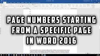 Page numbers starting from a specific page in Word 2016 tutorial for beginners
