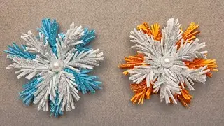 Fluffy snowflake from foamiran 🎄  Beautiful and Easy to Make Christmas Ornaments
