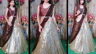 SAREE DRAPING IN PARTY WEAR LEHENGA STYLE|SEQUENCE SAREE DRAPING IN LEHENGA STYLE|WEDDING SERIES -1|