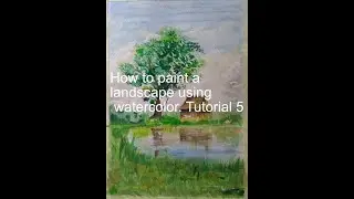 How to paint a landscape using watercolor. Tutorial 5