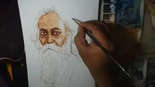 Rabindranath tagore portrait painting/Rabi thakur portrait /Watercolour Portrait