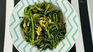 Making Stir fry Water spinach for my Dinner (Part2)