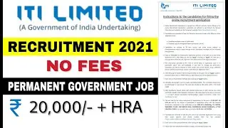 ITI Limited Recruitment 2021 | No Fees | Apply Online | Learn Technical