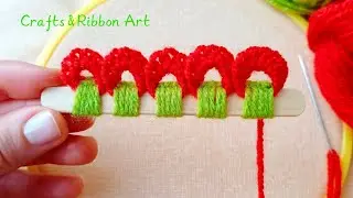 It's so Cute 🌺🌟 Superb Woolen Flower Making Trick using Ice Cream Stick - You will Love It